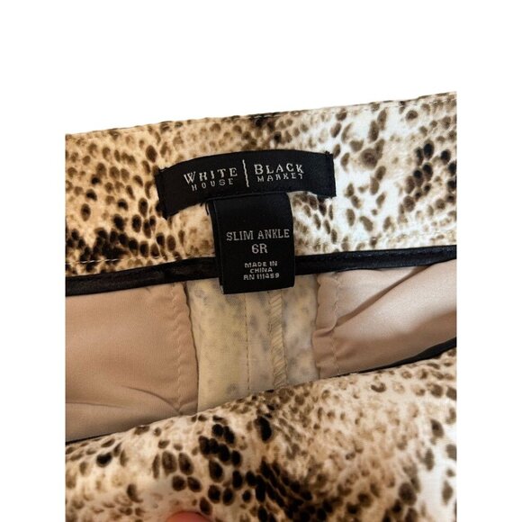 White House Black Market Women's Slim‎ Ankle Pants 6R Snake Print Beige & Black - Picture 4 of 7